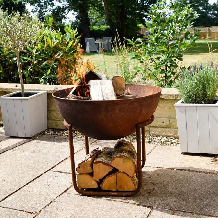 Outdoor XL Cast Iron Fire Pit in Rust  Nicholas John Interiors