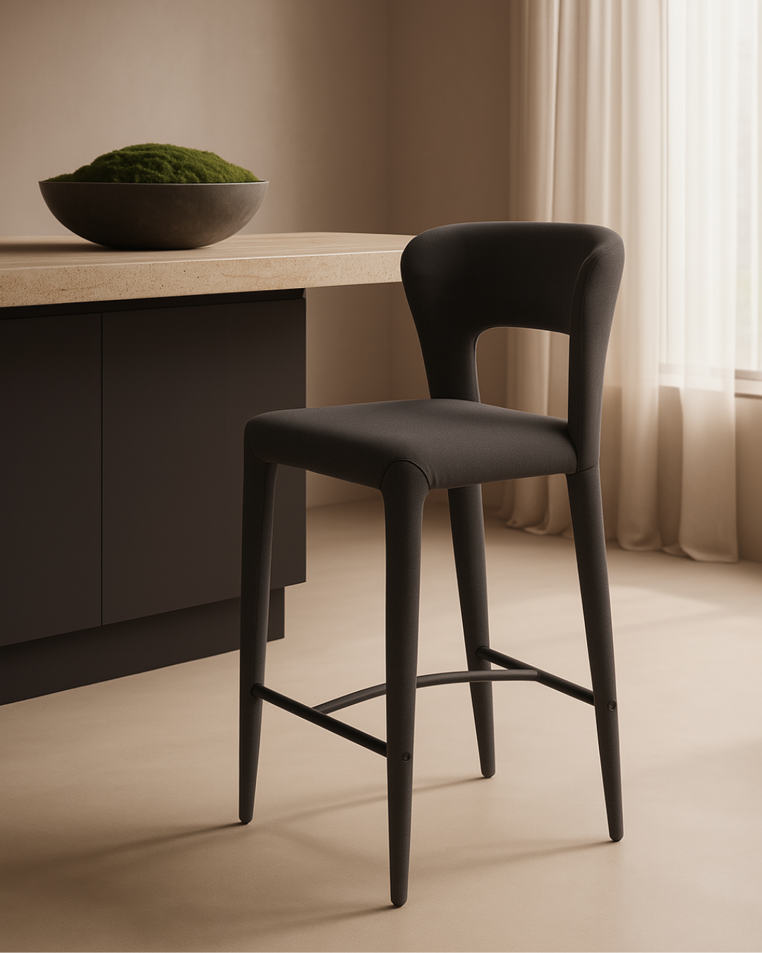 Tommy Franks Pari I Bar Stool - Luxe Cinder Grey   Nicholas John Interiors