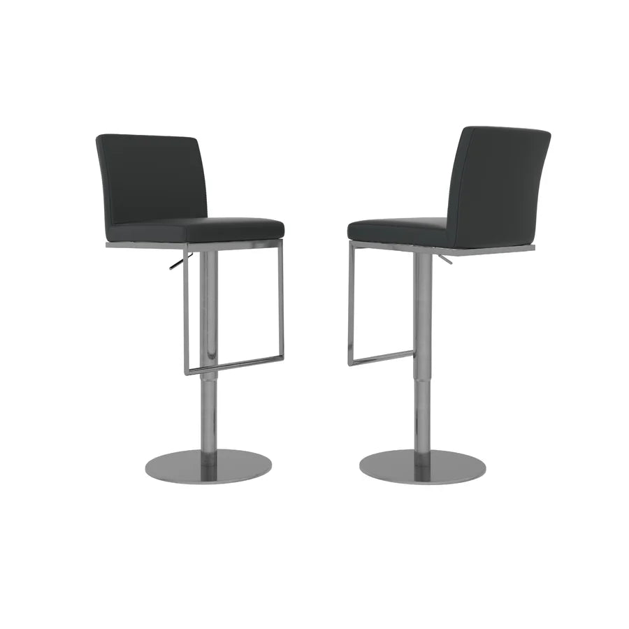 Rocco Adjustable Bar Stools – Brushed Steel Base