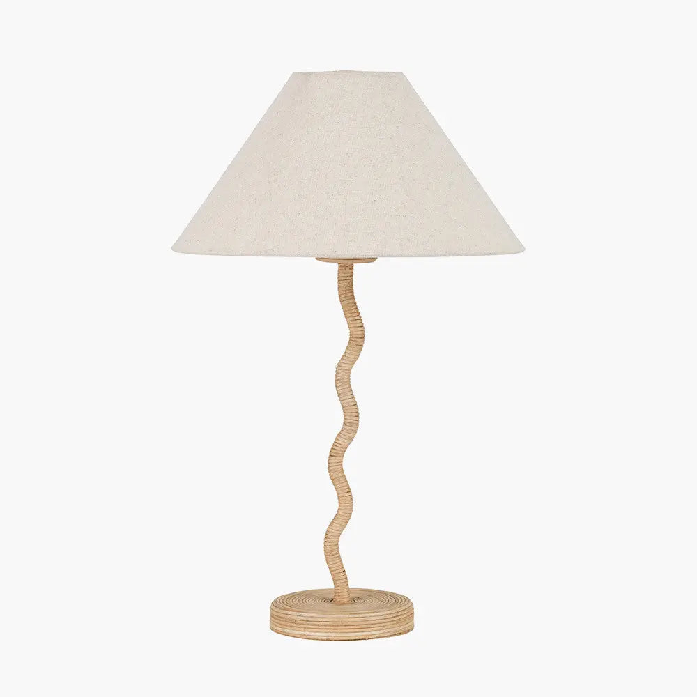 Palau Rattan Wave Table Lamp Base  Nicholas John Interiors