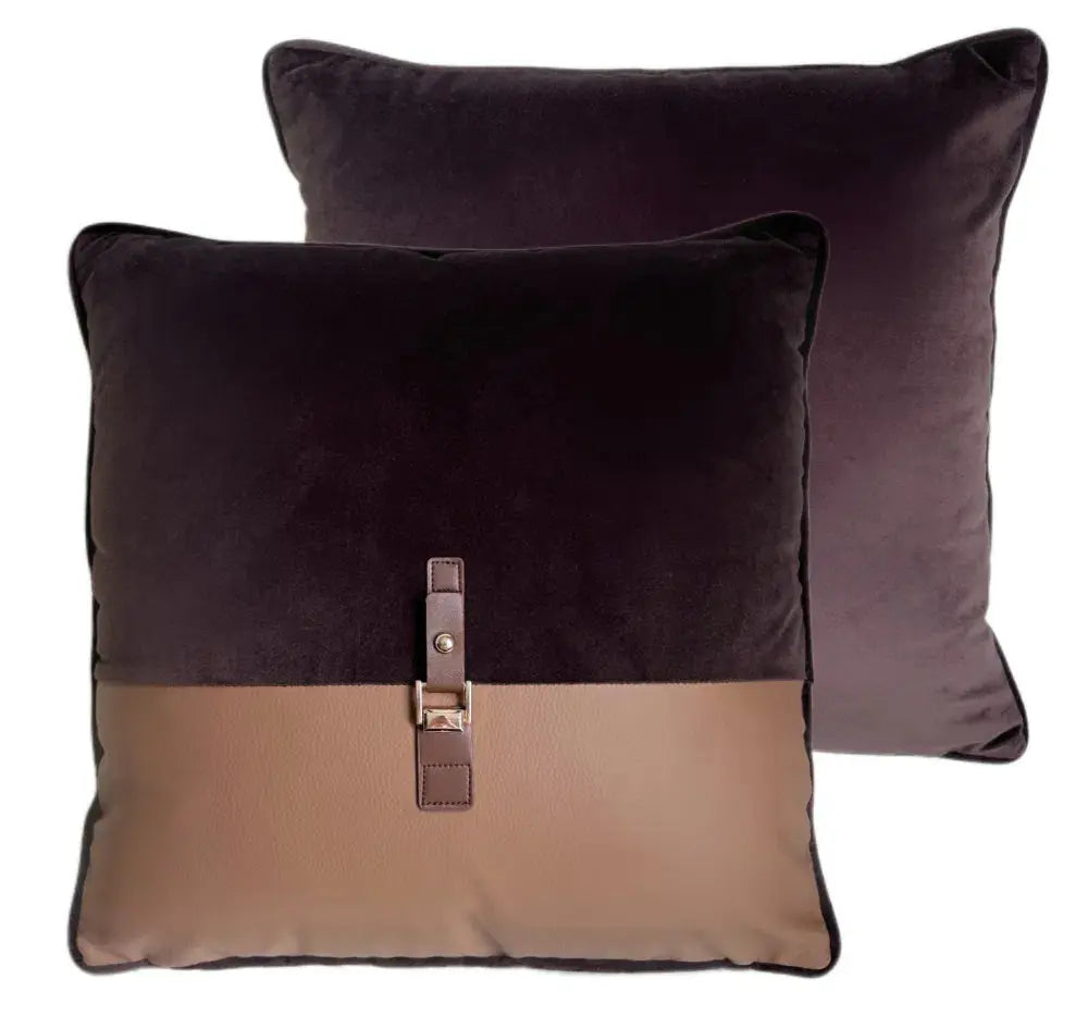 Paul Moneypenny Buckleup Choc Cushion   Nicholas John Interiors