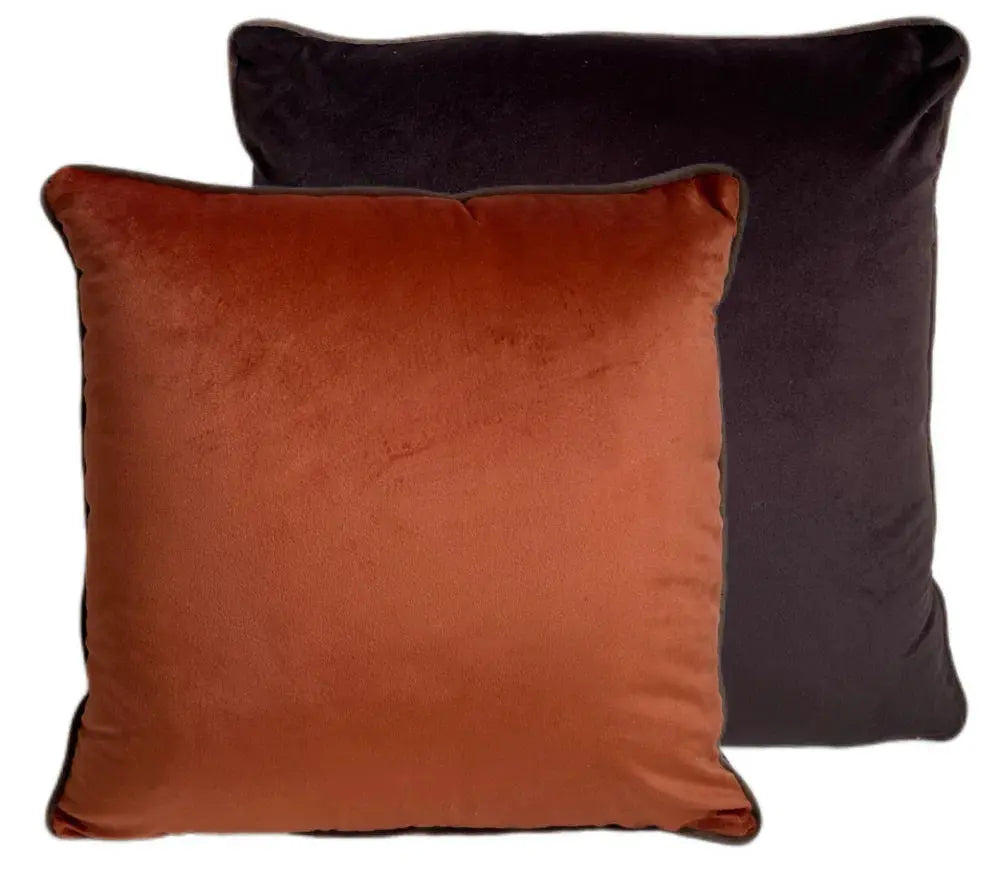 Paul Moneypenny Twofaced Orange/Choc Cushion   Nicholas John Interiors