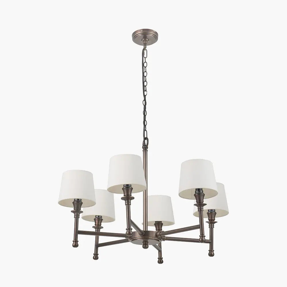 Piero Antique Bronze Metal 6 Arm Pendant   Nicholas John Interiors