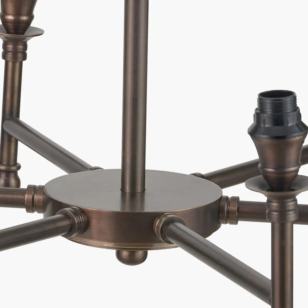 Piero Antique Bronze Metal 6 Arm Pendant   Nicholas John Interiors