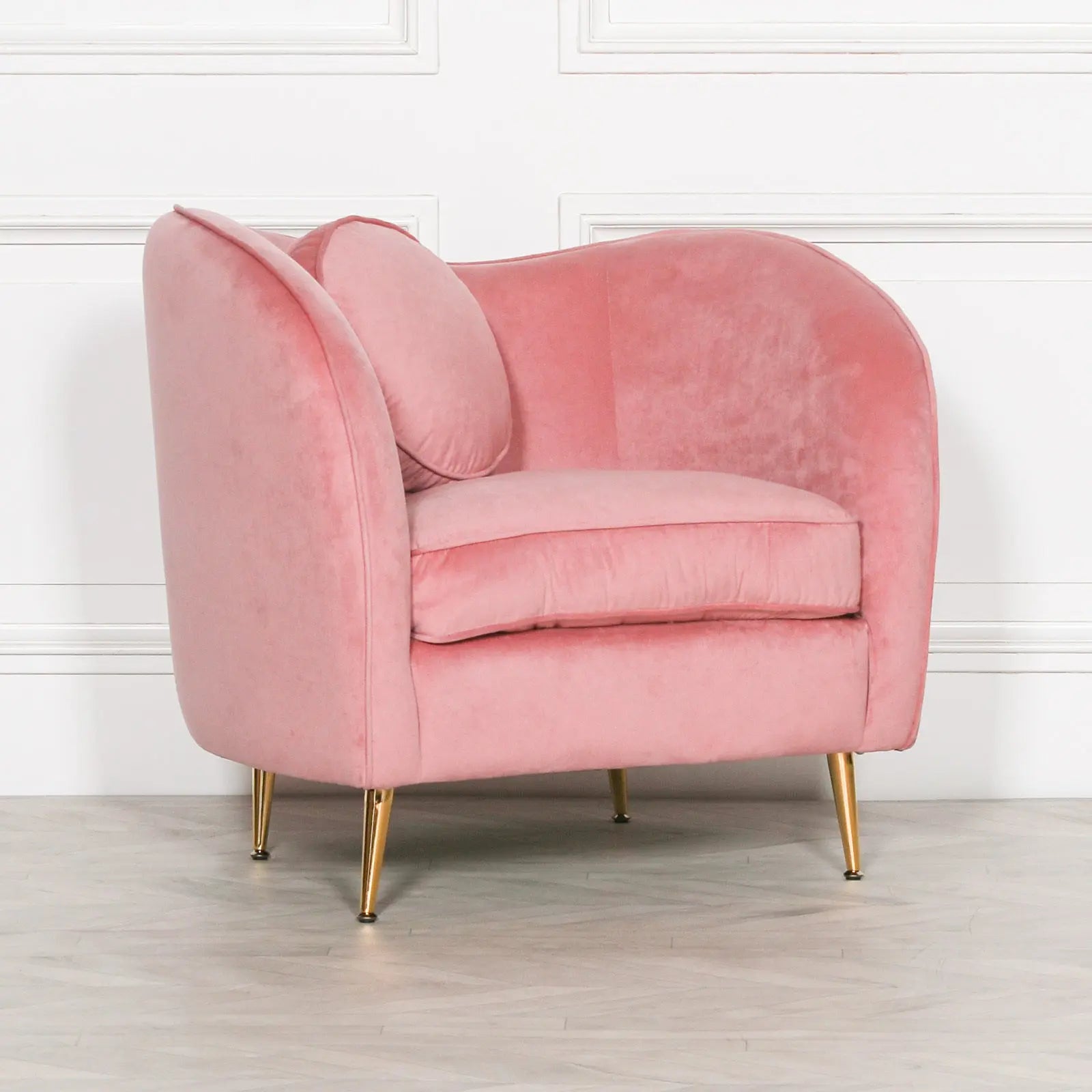 Pink Velvet Armchair with Cushion   Nicholas John Interiors
