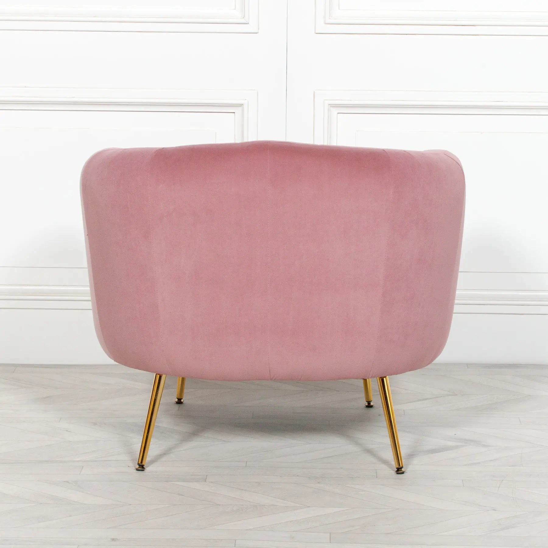 Pink Velvet Armchair with Gold Metal Legs   Nicholas John Interiors