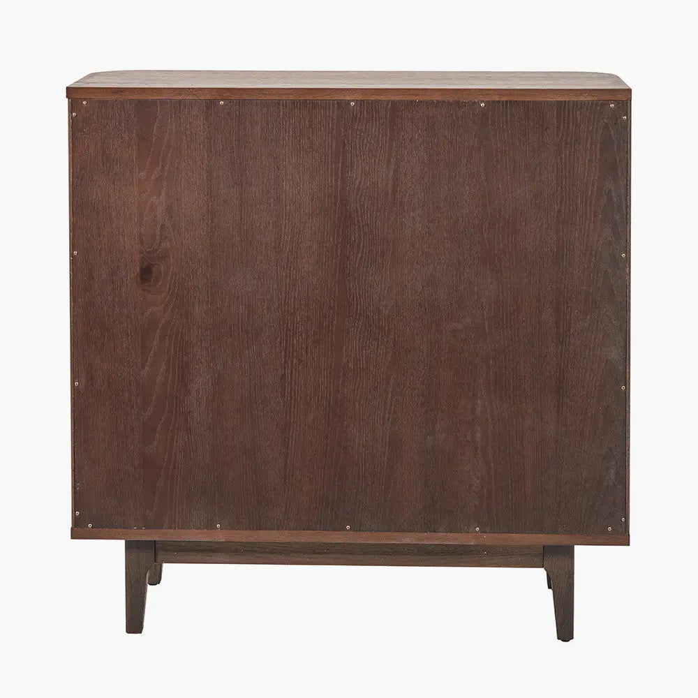 Raie Dark Brown Ribbed Oak and Pine Wood 2 Door Bar Cabinet   Nicholas John Interiors