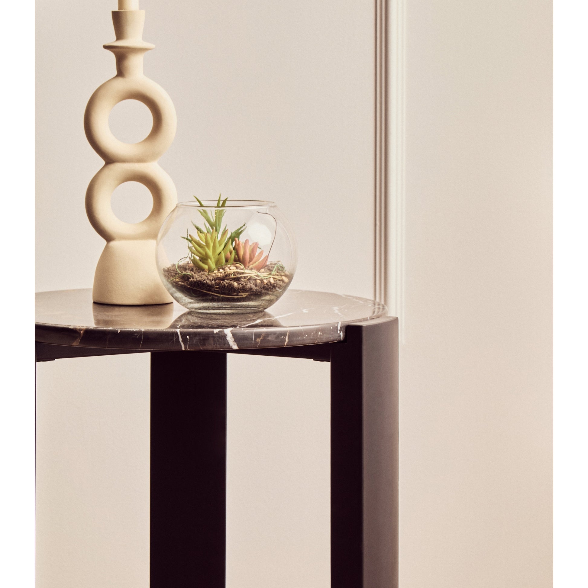 Ravello Black Marble Top Round Side Table  Nicholas John Interiors