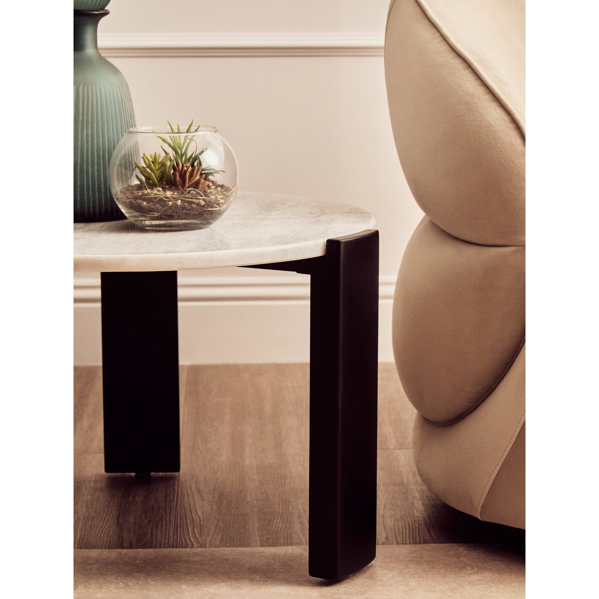 Ravello Round White Marble Top Small Coffee Table  Nicholas John Interiors