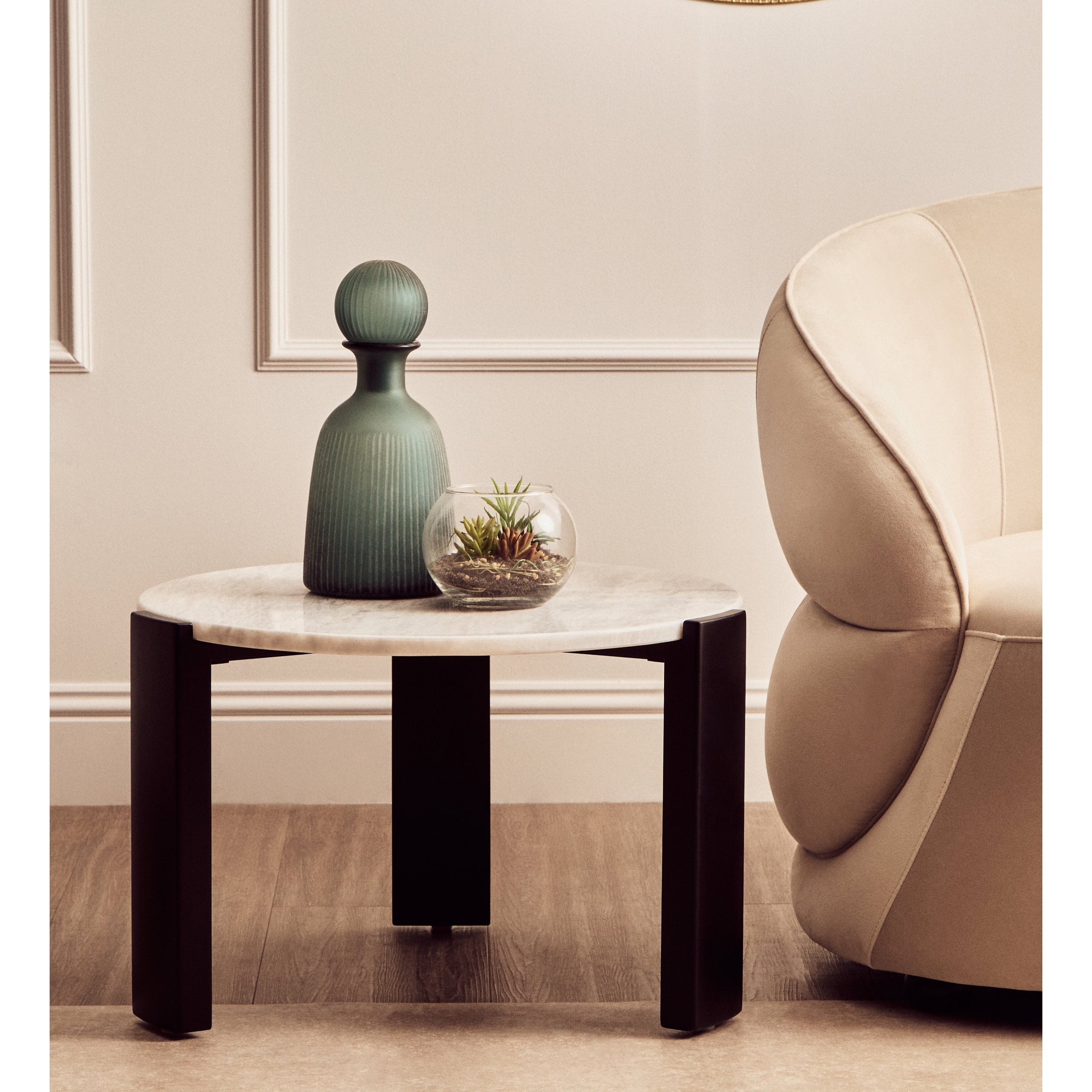 Ravello Round White Marble Top Small Coffee Table  Nicholas John Interiors