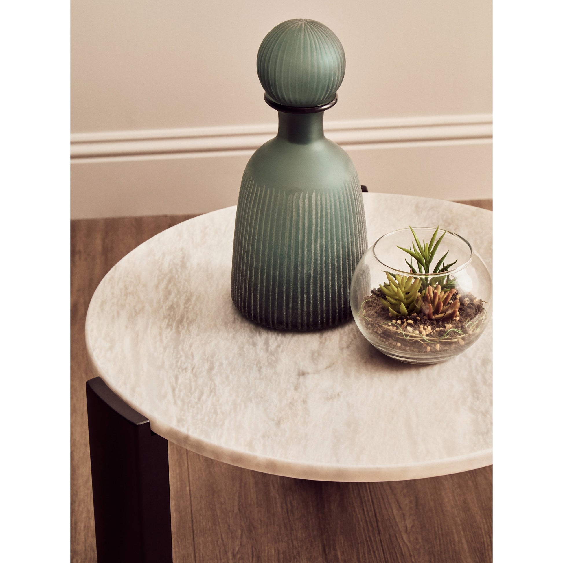 Ravello Round White Marble Top Small Coffee Table  Nicholas John Interiors