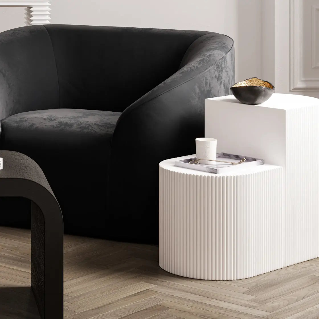 Ashford & Grey Reed Side Tables in White  Nicholas John Interiors