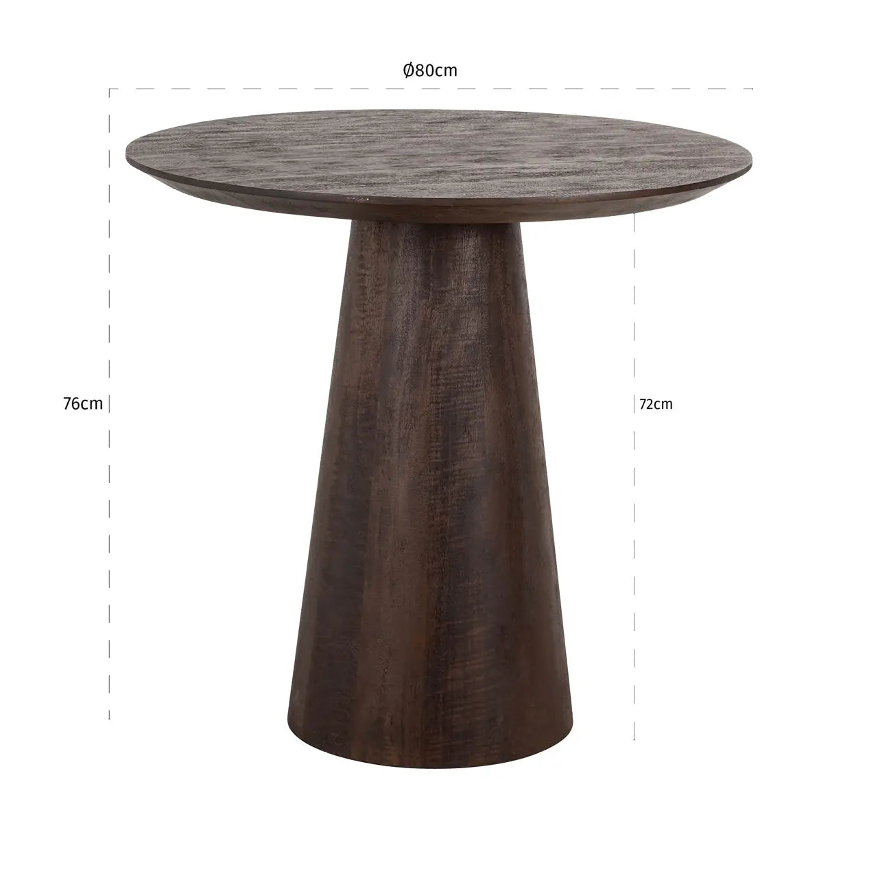 Richmond Interiors Willow 80cm Bistro Table in Dark Brown