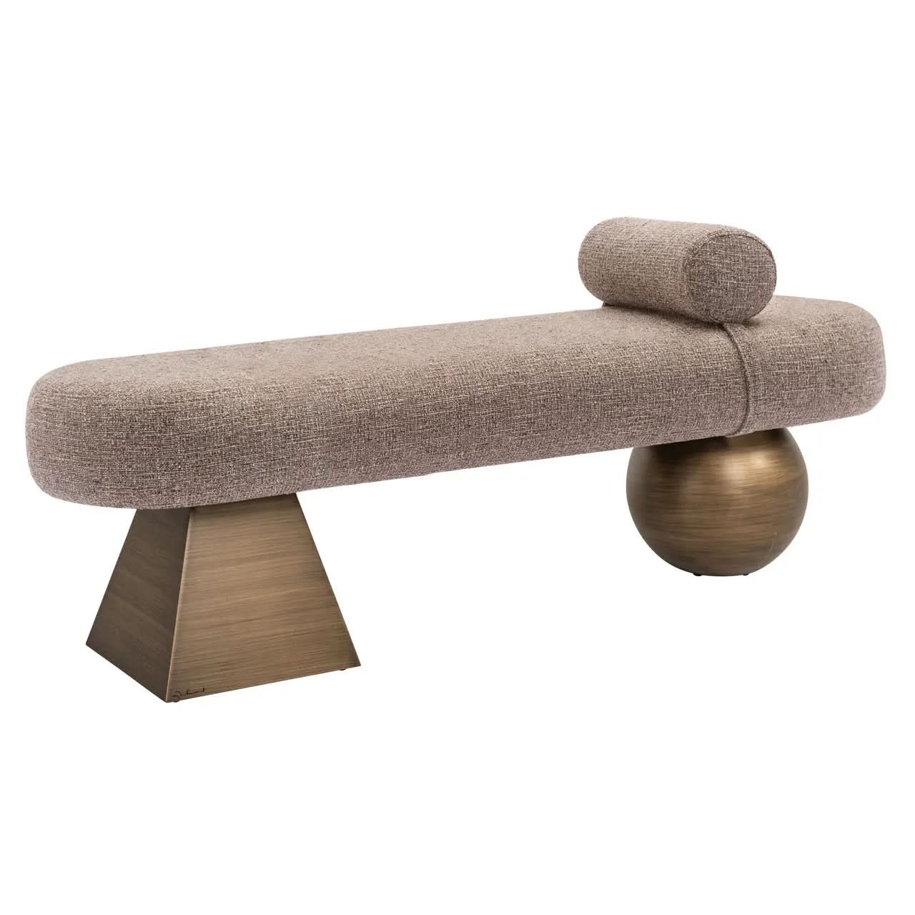 Richmond Interiors Alexander Jones Bench in Brown Tweed   Nicholas John Interiors