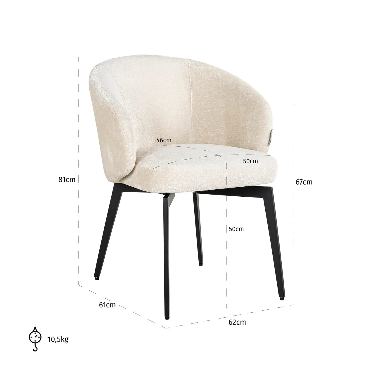 Richmond Interiors Amphara Chair in White Chenille – Modern Curved Dining Chair   Nicholas John Interiors
