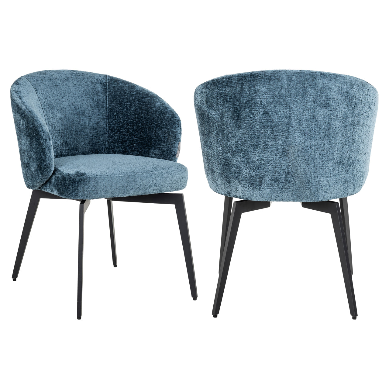Richmond Interiors Amphara Dining Chair in Blue Chenille - Nicholas John Interiors