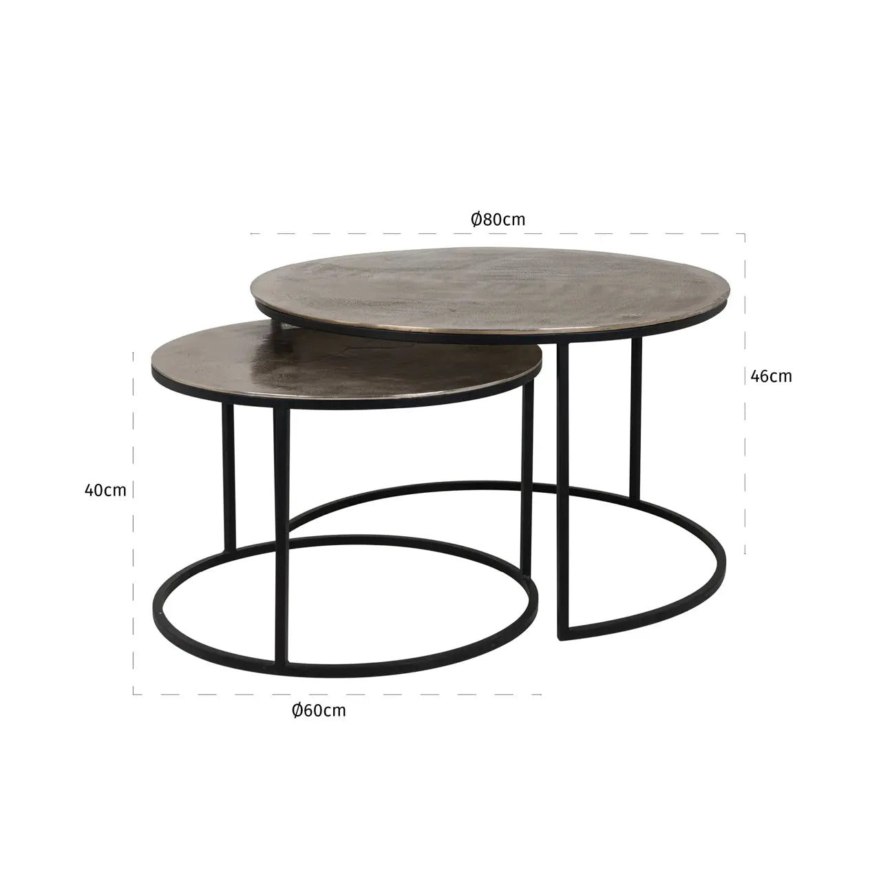 Richmond Interiors Asher Set of 2 Coffee Table in Champagne Gold