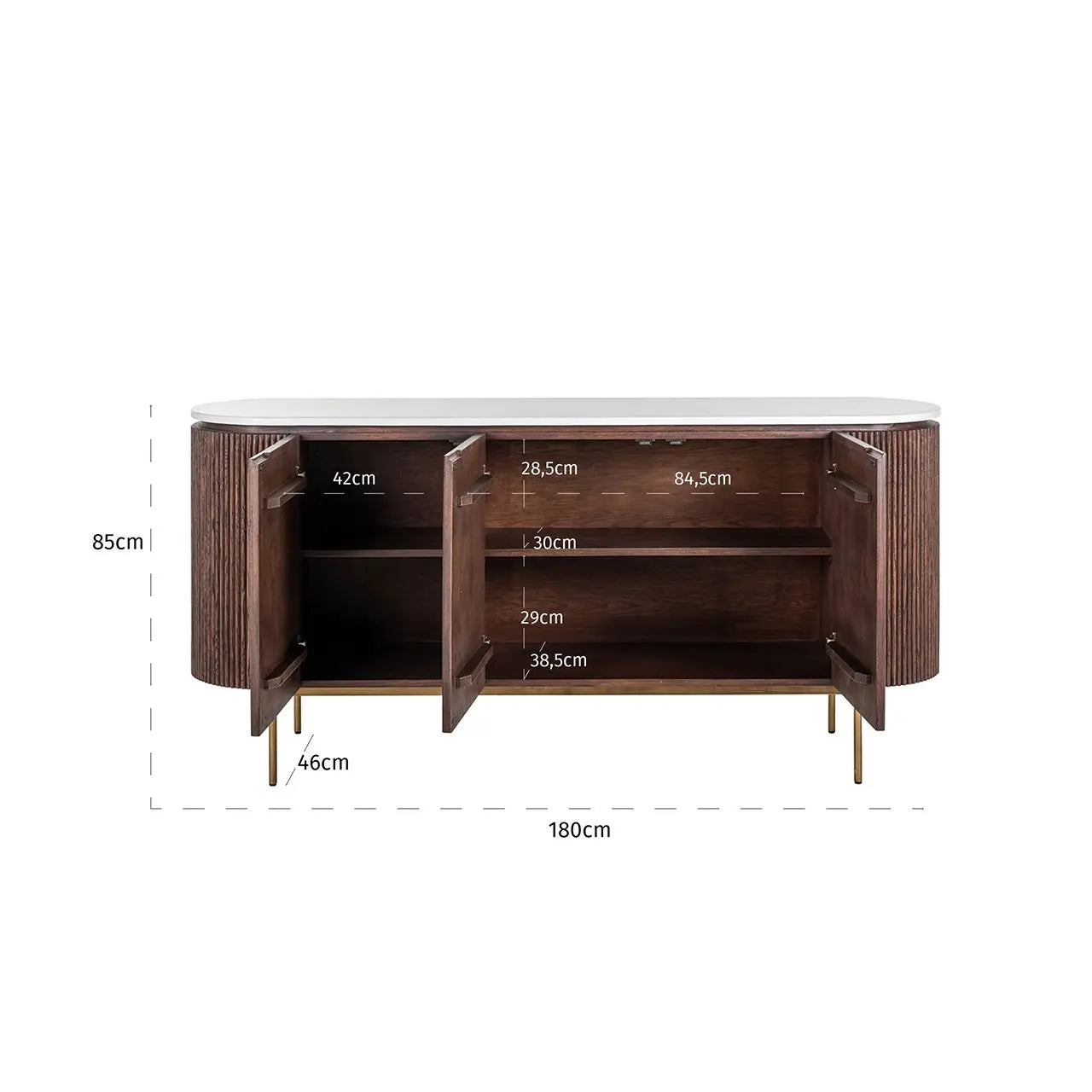 Richmond Interiors Barkley Sideboard in Brushed Gold   Nicholas John Interiors