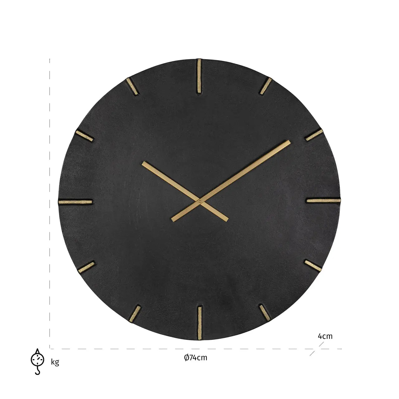 Richmond Interiors Bilal Clock in Black and Gold   Nicholas John Interiors