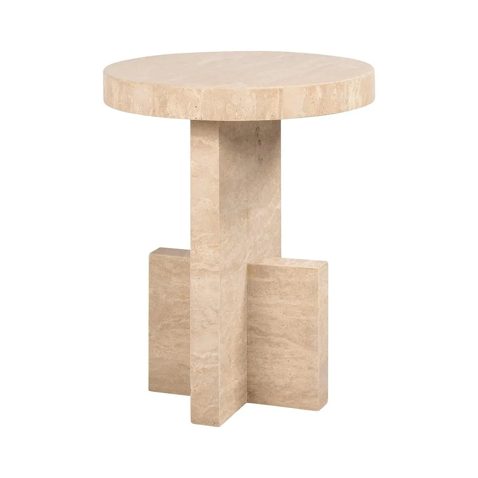 Richmond Interiors Biltmore End Table in Beige Travertine   Nicholas John Interiors