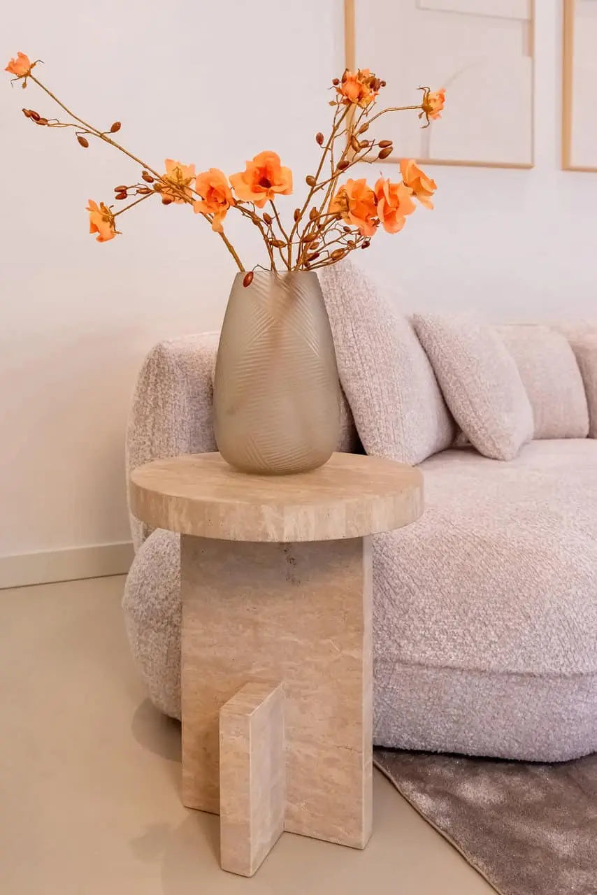 Richmond Interiors Biltmore End Table in Beige Travertine   Nicholas John Interiors