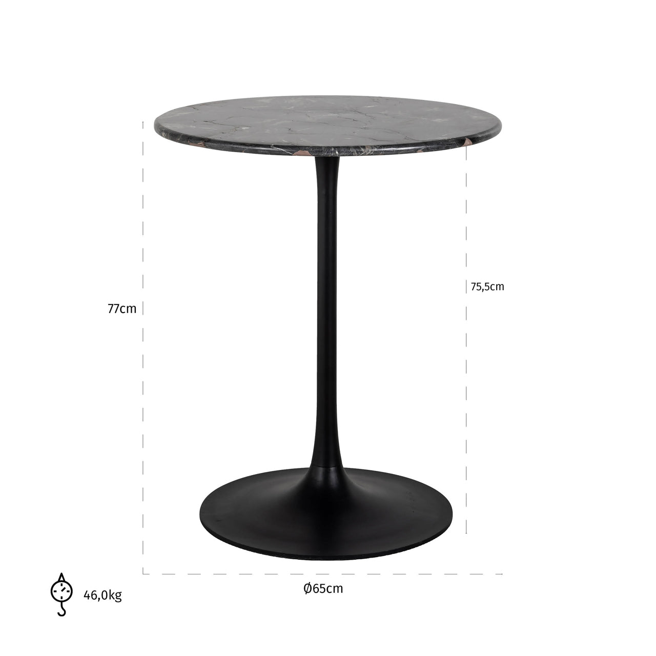 Richmond Interiors Bistro table Carlten black 65¯  Nicholas John Interiors