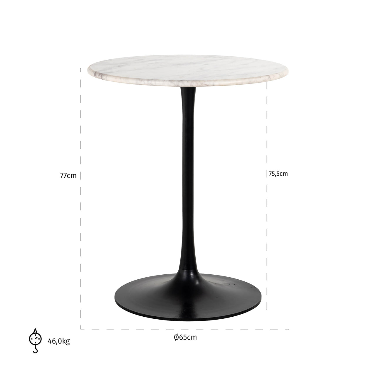 Richmond Interiors Bistro table Carlten black/white 65¯  Nicholas John Interiors