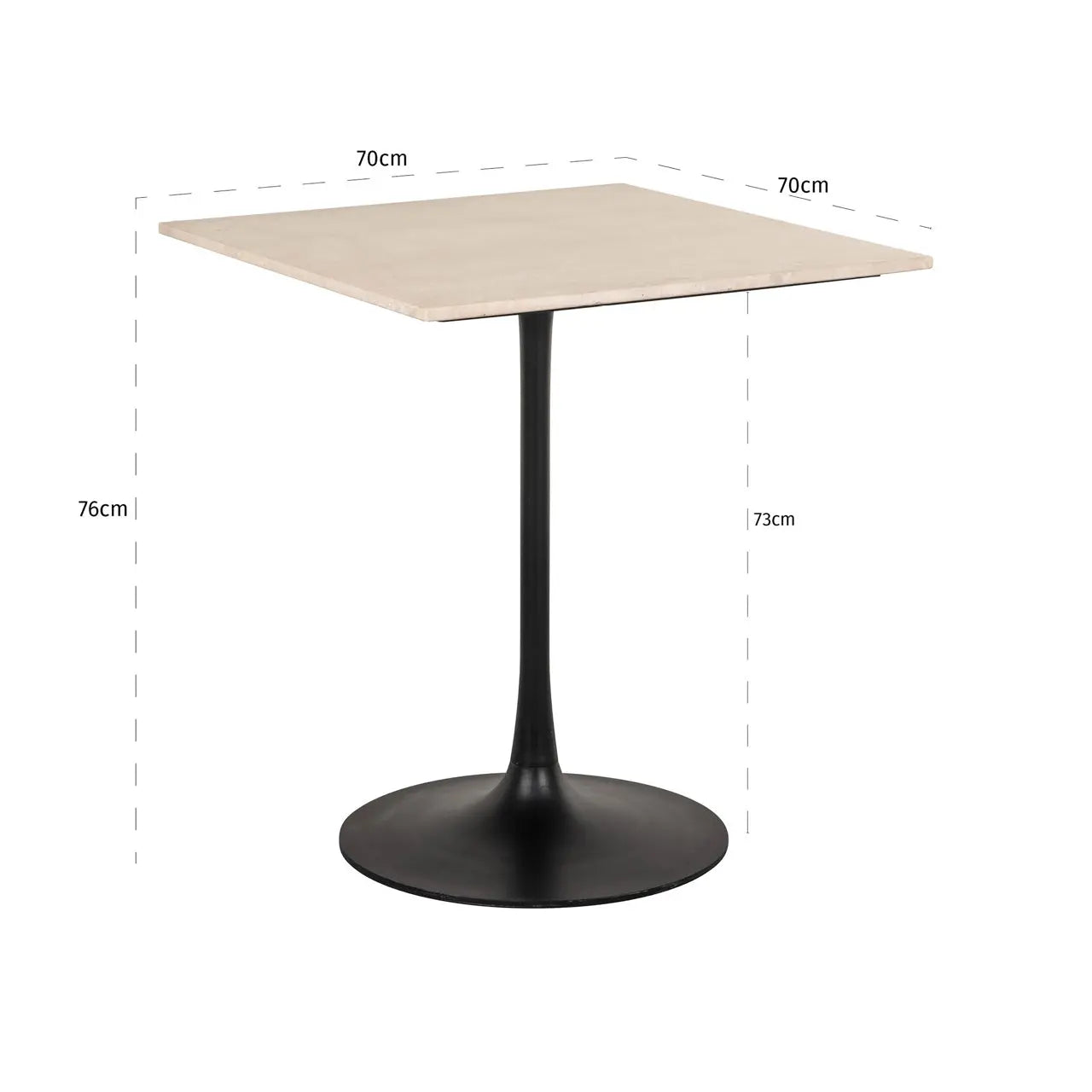 Richmond Interiors Tavolo 70cm Square Bistro Table in Beige
