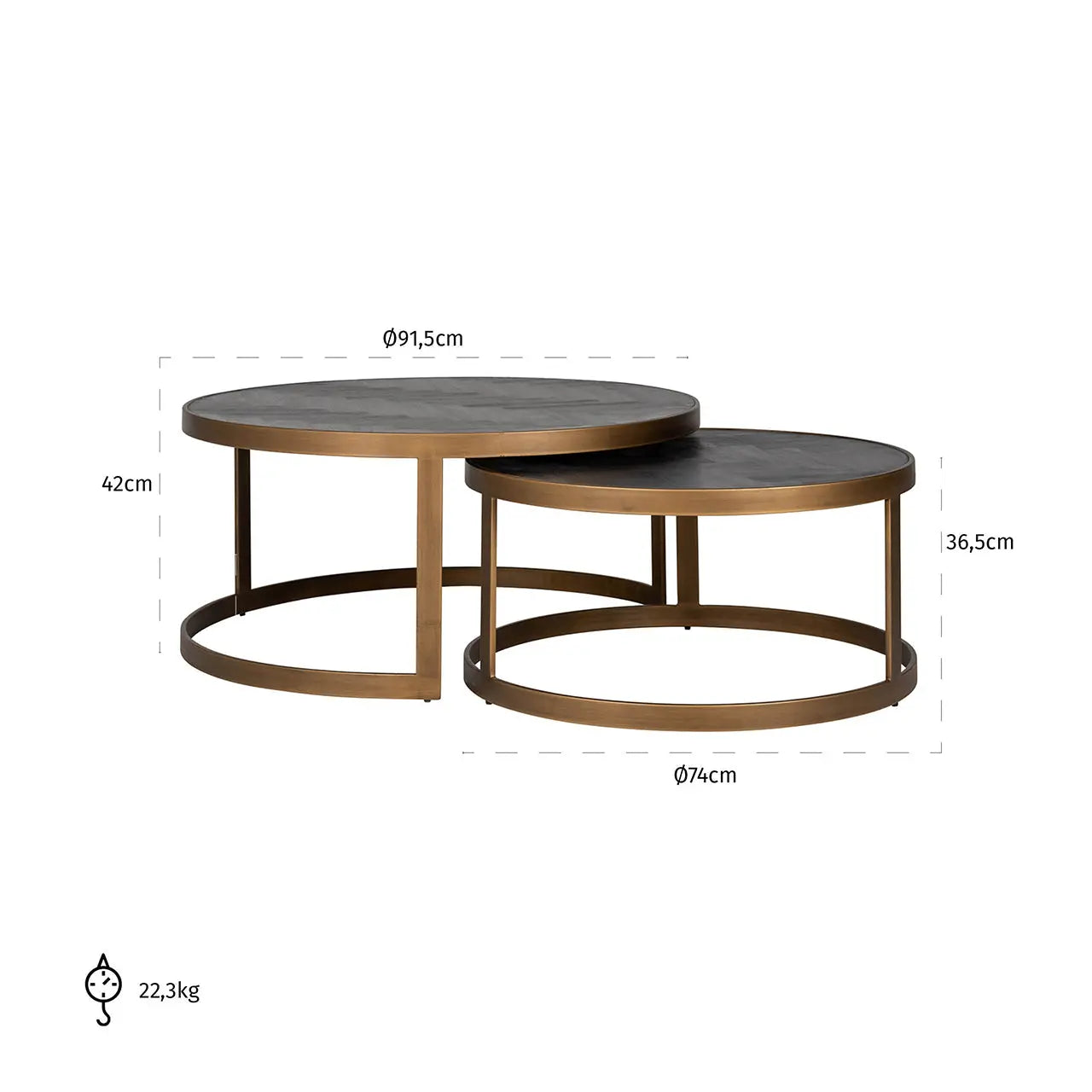 Richmond Interiors Blackbone Brass Coffee Tables – Set of 2   Nicholas John Interiors