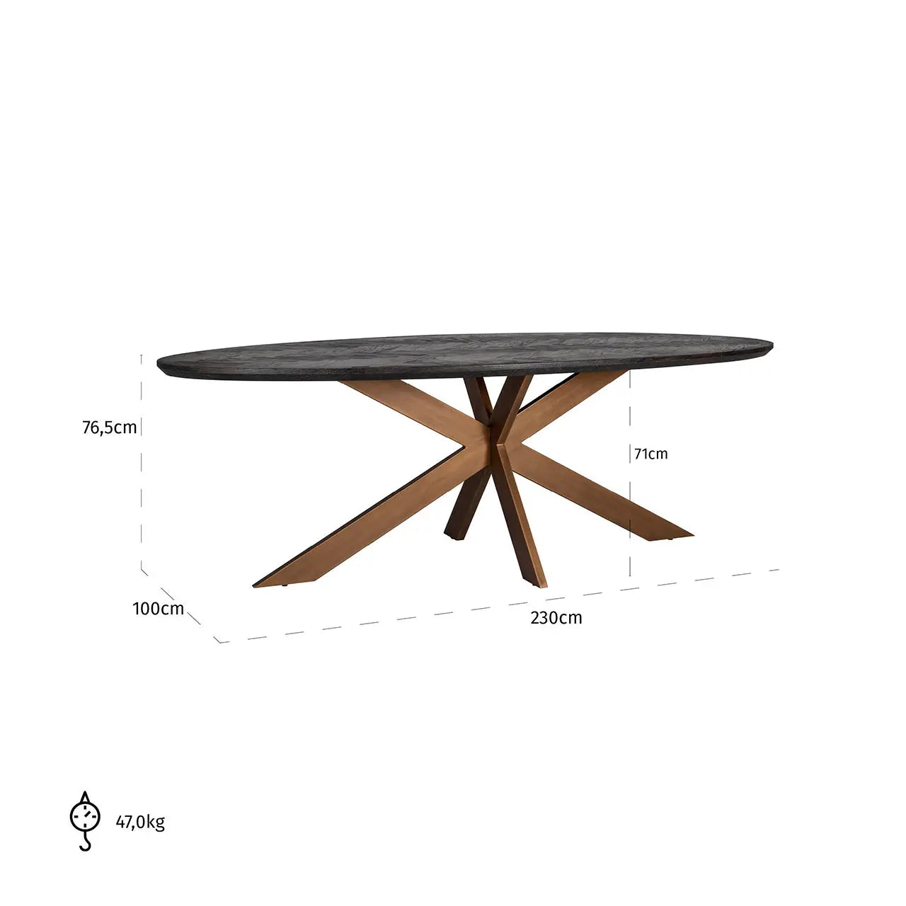 Richmond Interiors Blackbone Brass Oval Dining Table – 230cm   Nicholas John Interiors