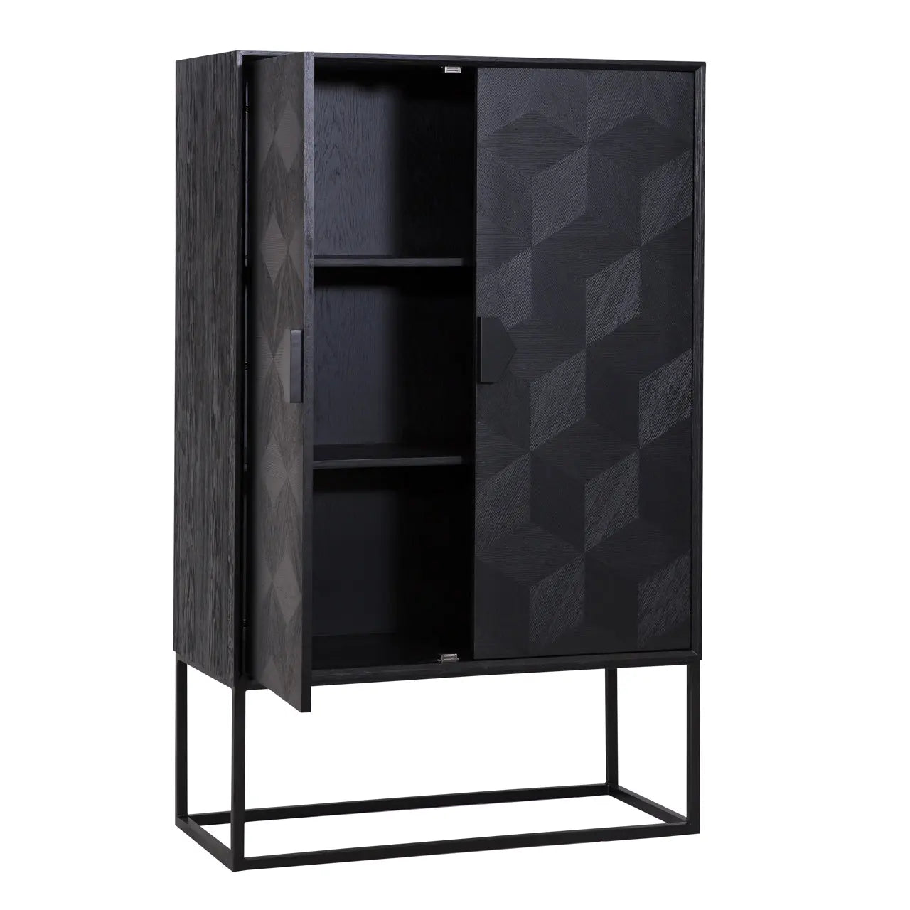 Richmond Interiors Blax 2-Door Black Oak Veneer Cabinet  Nicholas John Interiors