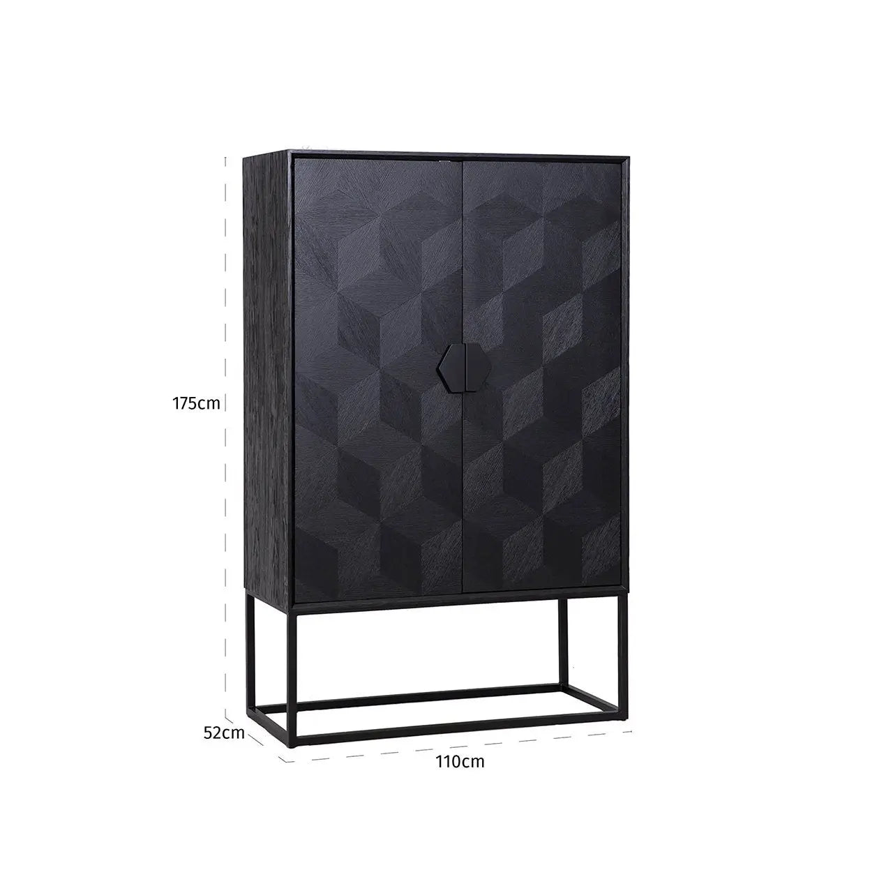 Richmond Interiors Blax 2-Door Black Oak Veneer Cabinet   Nicholas John Interiors