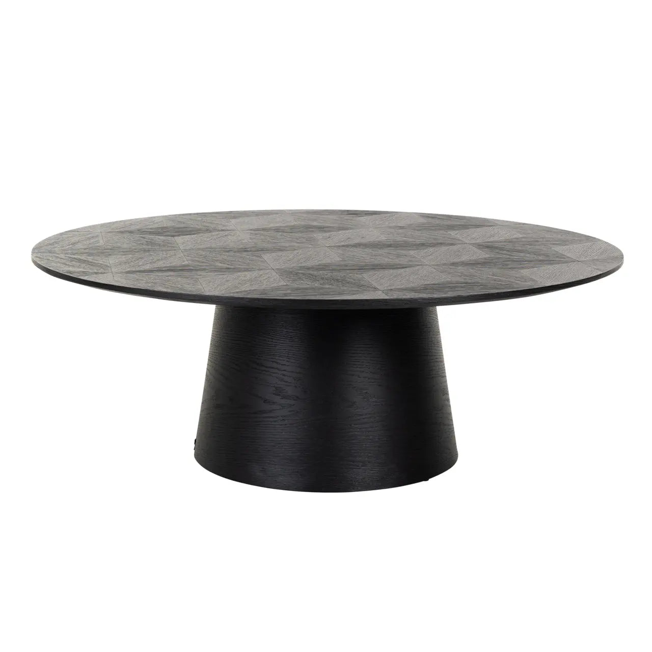 Richmond Interiors Blax Round Black Oak Veneer Coffee Table – 110 cm  Nicholas John Interiors