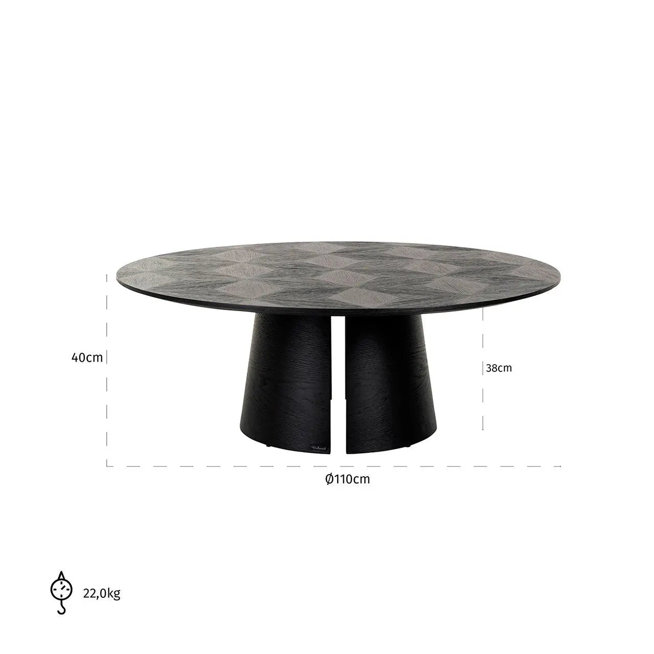 Richmond Interiors Blax Round Black Oak Veneer Coffee Table – 110 cm   Nicholas John Interiors