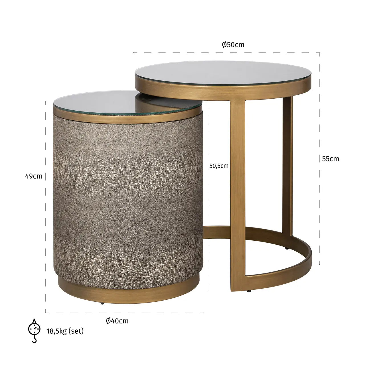 Richmond Interiors Bloomville End Table Set of 2 incl. Glass in Gold   Nicholas John Interiors