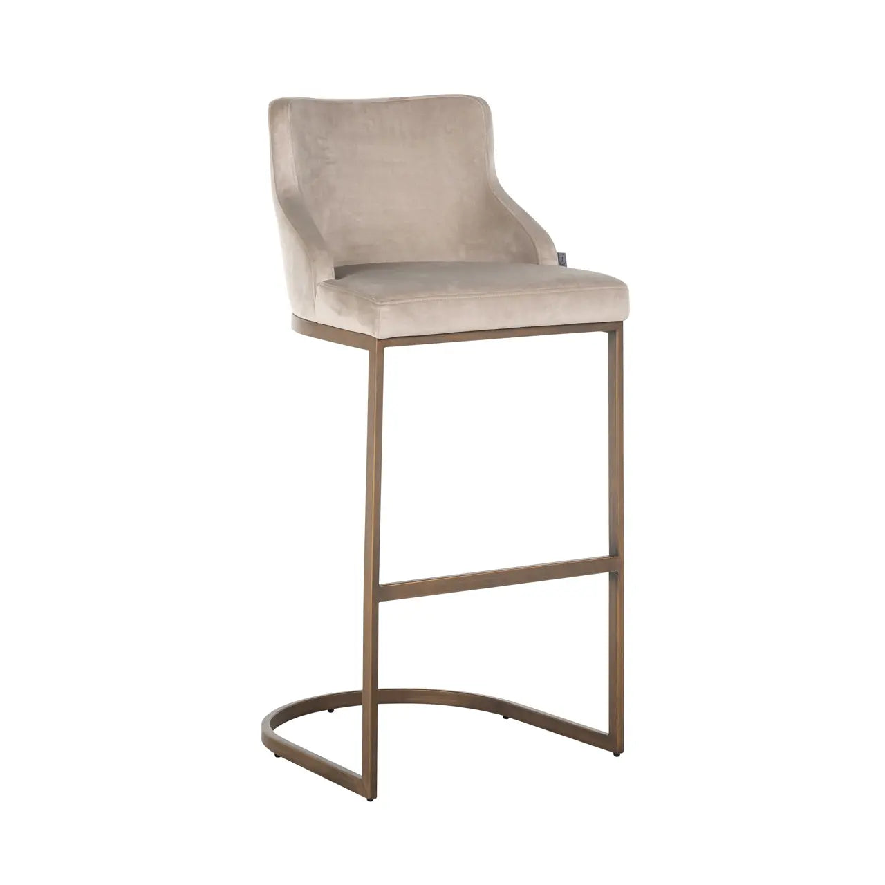 Richmond Interiors Bolton Bar Stool in Khaki Velvet and Brushed Gold (Set of 2)   Nicholas John Interiors