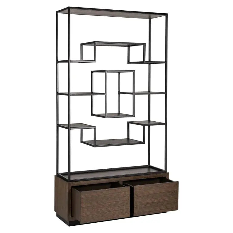 Richmond Interiors Bonvoy Display Cabinet in Brown Oak Veneer   Nicholas John Interiors