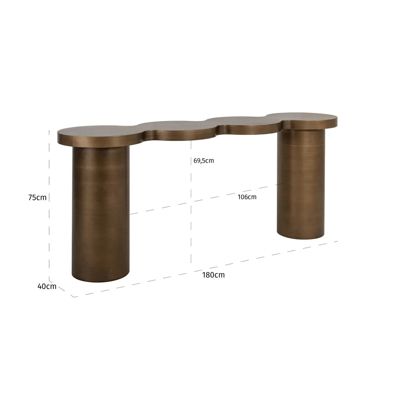 Richmond Interiors Bubba Console in Brushed Gold