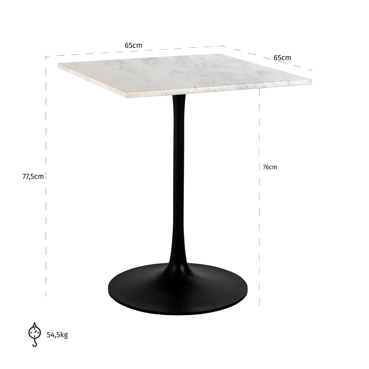Richmond Interiors Carlten 65cm Square Bistro Table in Black/White   Nicholas John Interiors