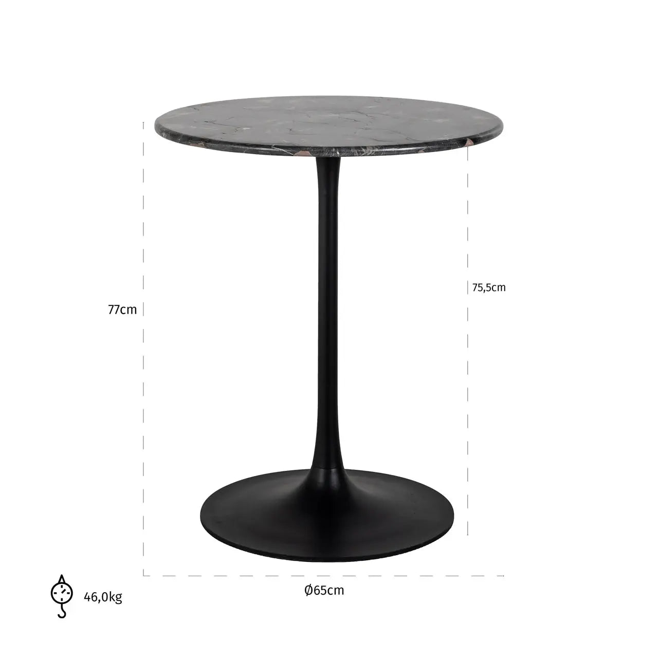 Richmond Interiors Carlten Bistro Table in Black 65cm   Nicholas John Interiors