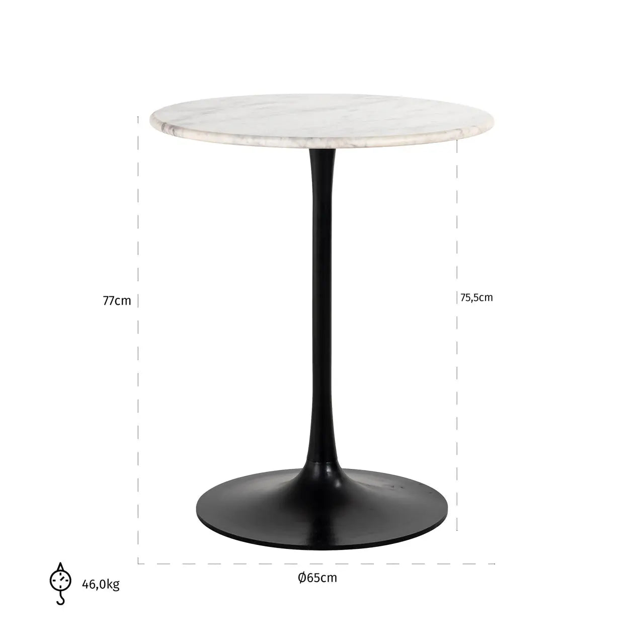 Richmond Interiors Carlten Round Bistro Table in Black and White 65cm  Nicholas John Interiors