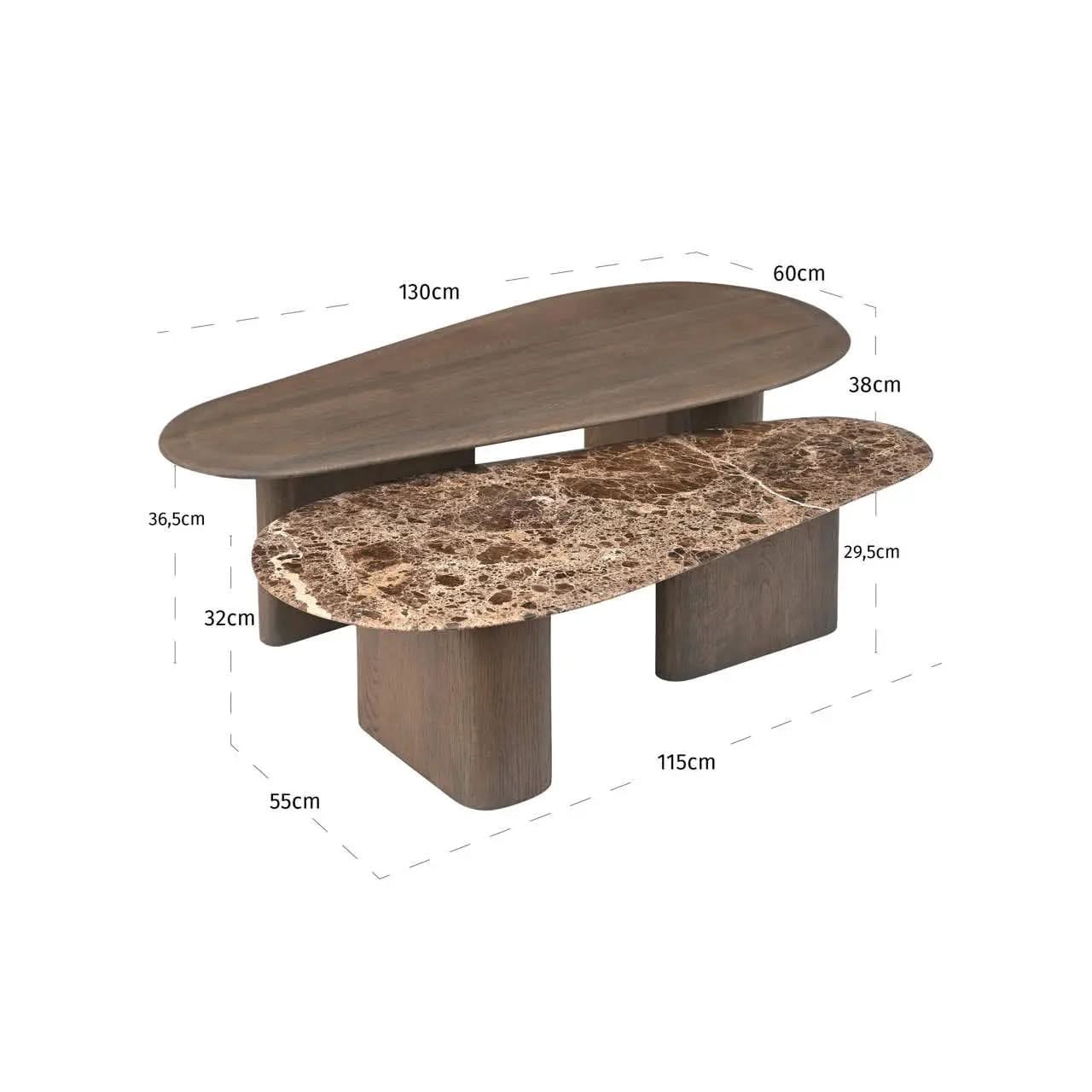 Richmond Interiors Castello Smoked Charchoal Coffee Table (Set of 2)   Nicholas John Interiors