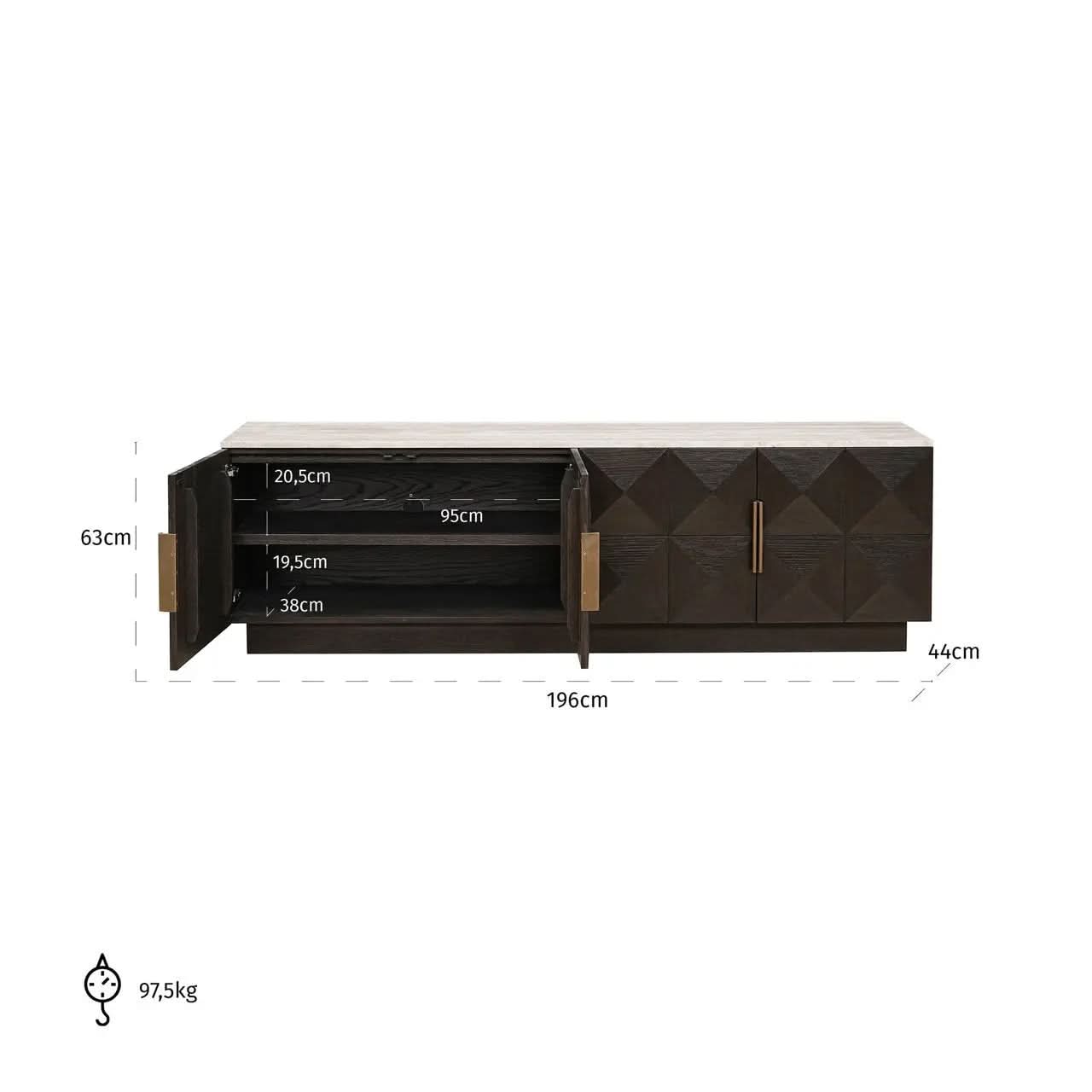 Richmond Interiors Claremont 4-Door TV Cabinet in Brown   Nicholas John Interiors