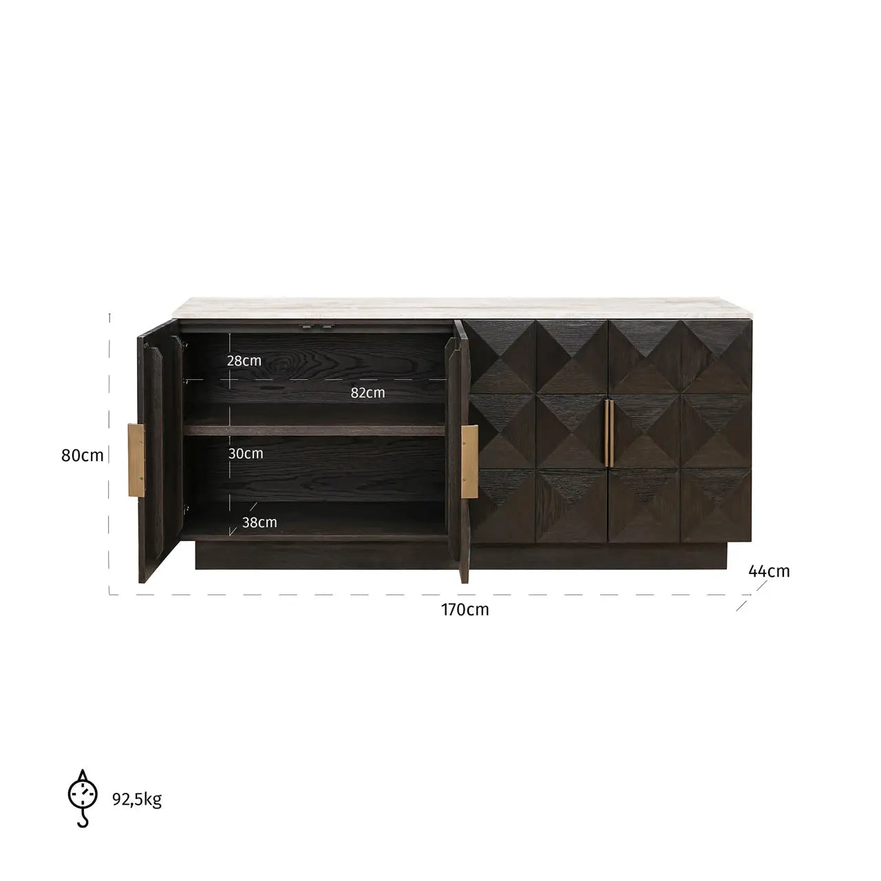 Richmond Interiors Claremont 4-Doors Sideboard in Brown  Nicholas John Interiors