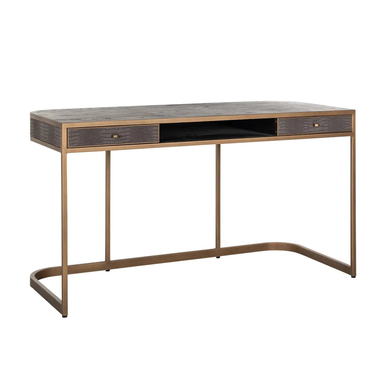Richmond Interiors Classio Desk in Brushed Gold  Nicholas John Interiors