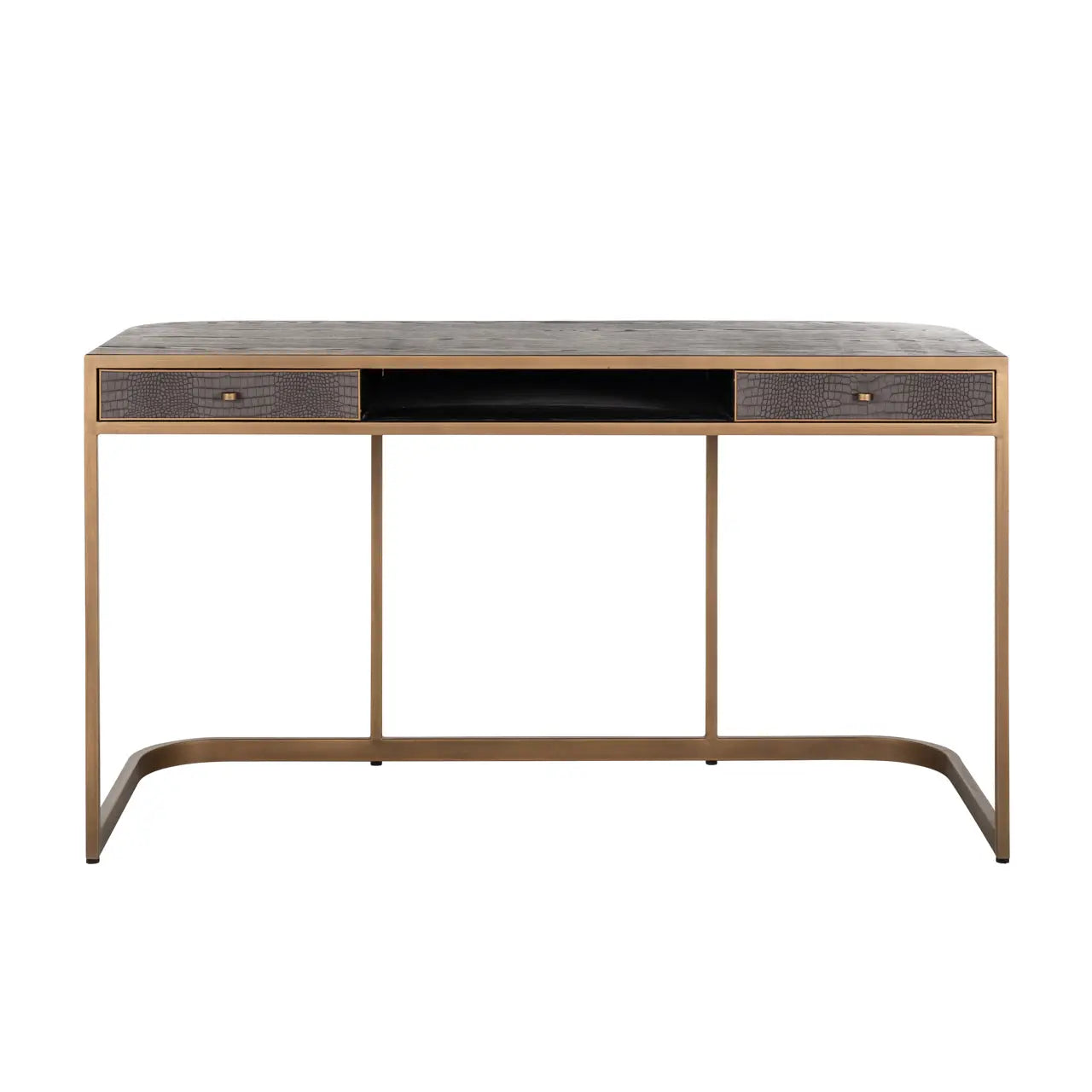 Richmond Interiors Classio Desk in Brushed Gold  Nicholas John Interiors
