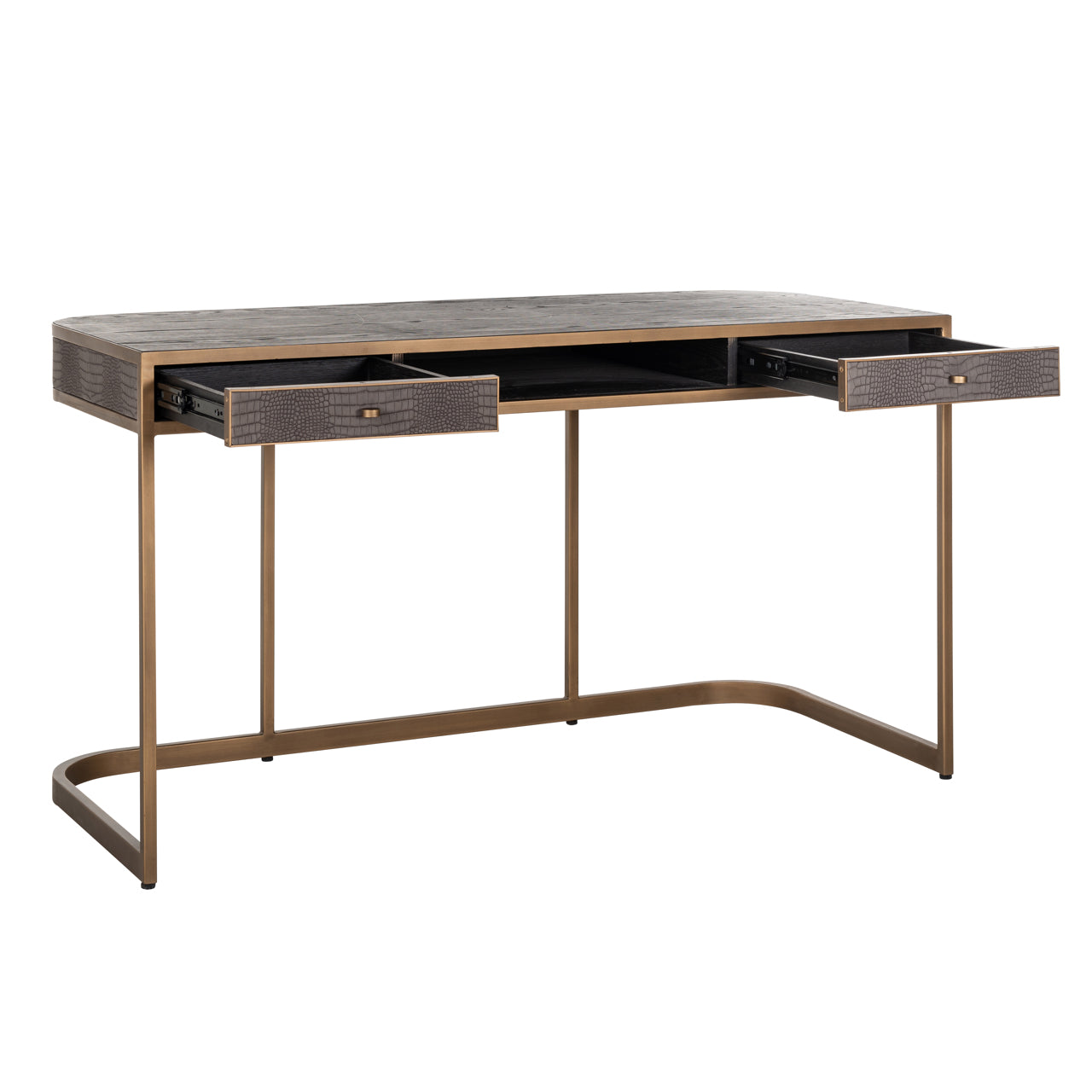 Richmond Interiors Classio Desk in Brushed Gold  Nicholas John Interiors
