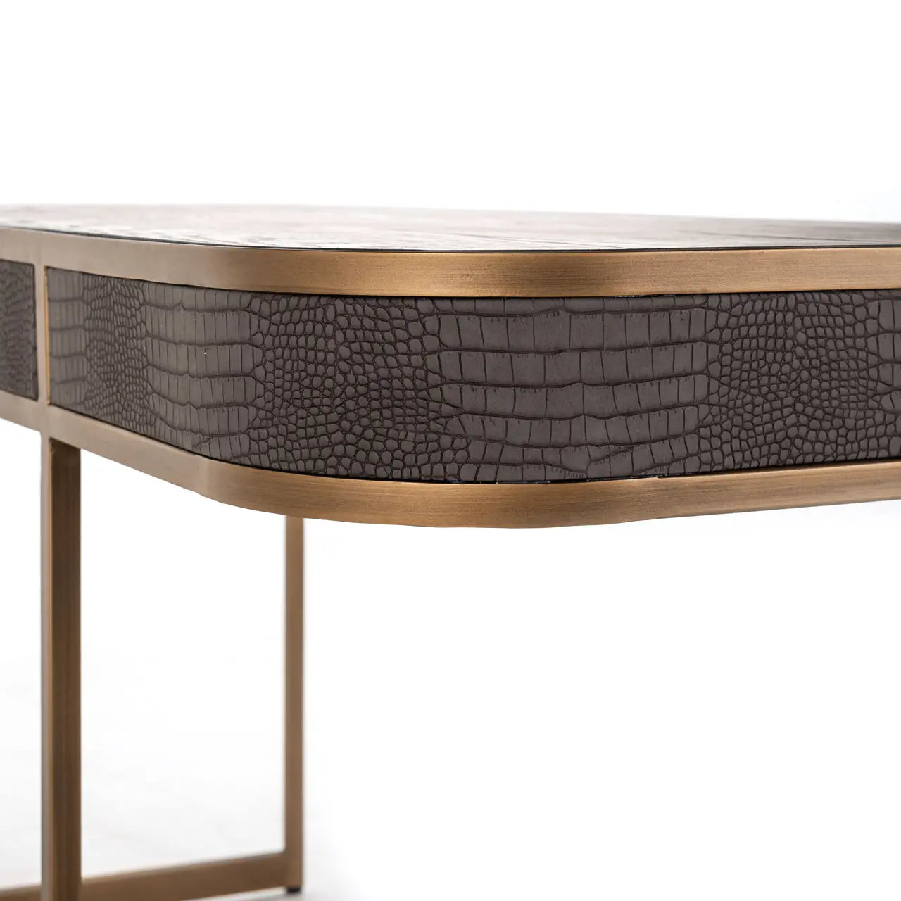Richmond Interiors Classio Desk in Brushed Gold  Nicholas John Interiors