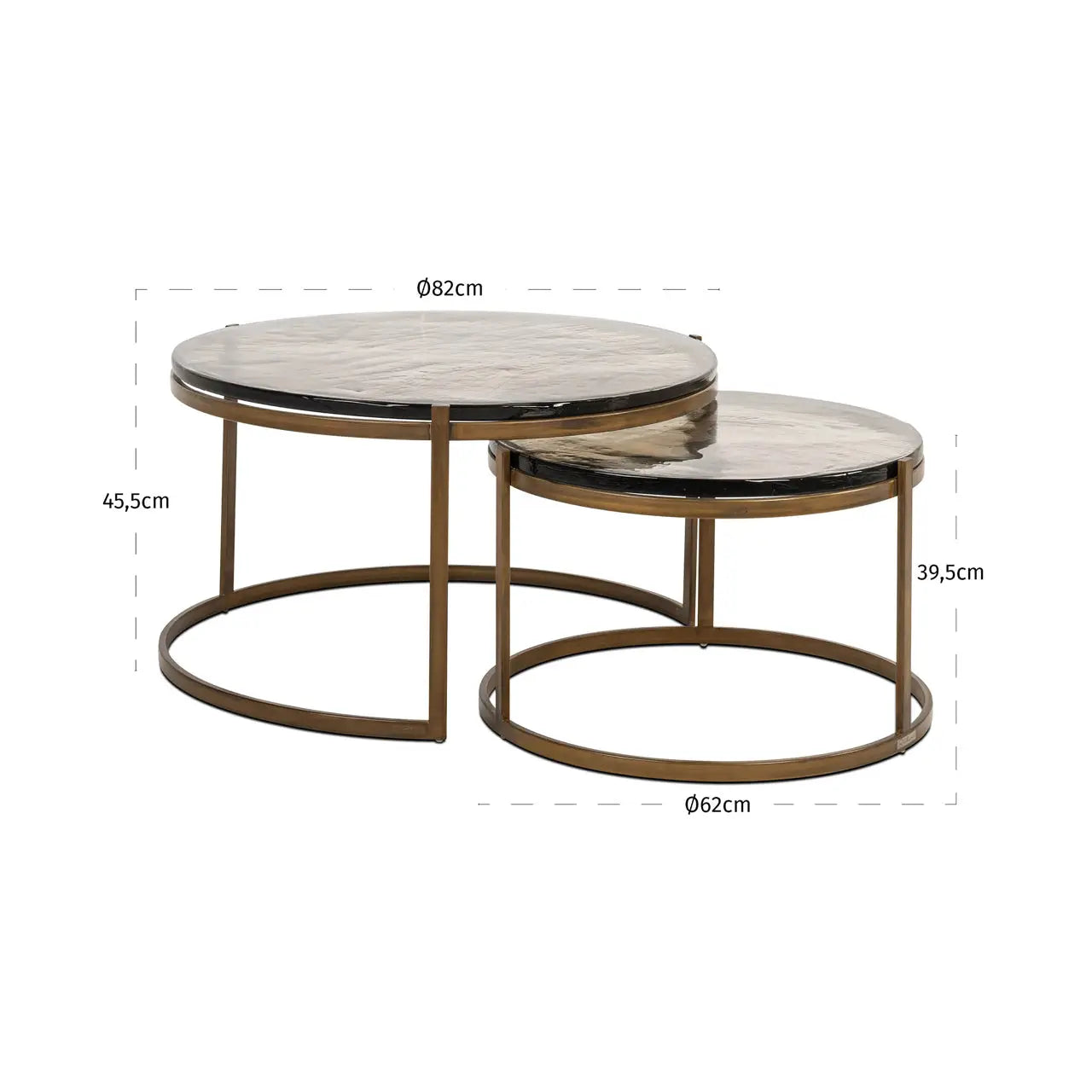 Richmond Interiors Cleo Set of 2 Coffee Table in Gold  Nicholas John Interiors