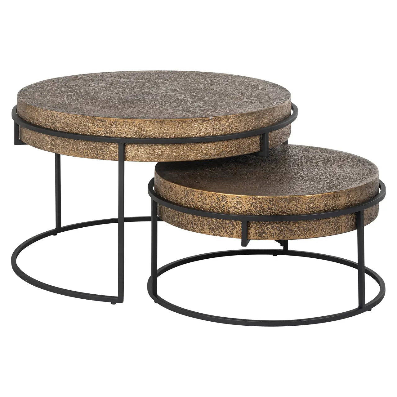 Richmond Interiors Derby Set of 2 Coffee Table in Black/Gold